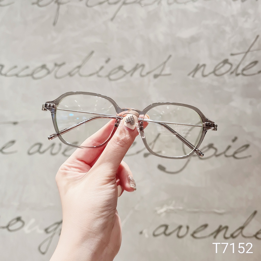 Gọng kính vuông nam nữ LILYEYEWEAR chất liệu nhựa càng kính kim loại thanh mảnh 7152