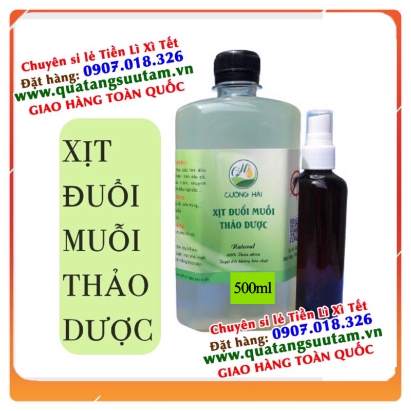 Xịt đuổi muỗi Thảo Dược chai 500ml- bão hoà các loại tinh dầu tràm, sả, khuynh diệp, ngũ sắc \u003can toàn cho người sử dụng>