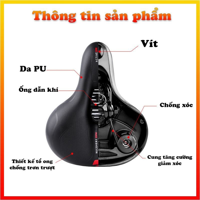 (Tặng Kèm Khóa Xe Chống Trộm) Yên Xe Đạp Êm Mông Thoáng Khí, Phụ Kiện Xe Đạp Bikeboy Cao Cấp, Găng Tay Đạp Xe