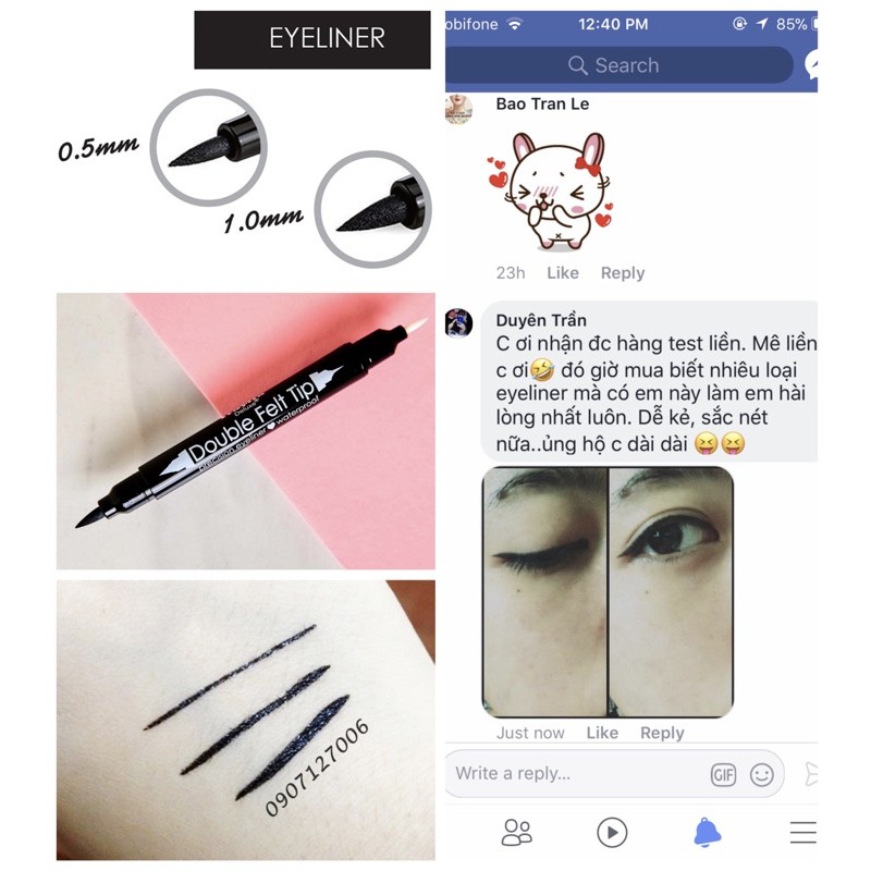 [FREESHIP] Bút Dạ Kẻ Mắt Nước Lâu Trôi Không Lem Dual Eyeliner Pen