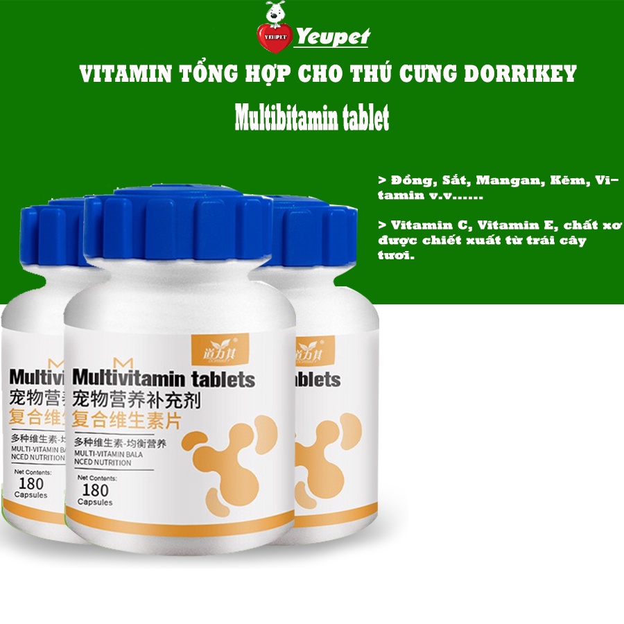 Vitamin MUTILVITAMIN dành cho thú cưng bổ sung A,B,D,E vi lượng cần thiết giúp bé đẹp lông sáng mắt phát triển cân đối