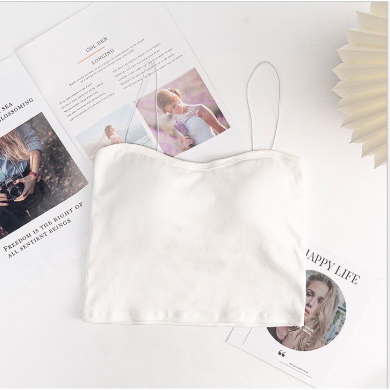 Áo 2 dây mảnh cotton dáng lửng, bra ống quây ngực, thời trang | BigBuy360 - bigbuy360.vn