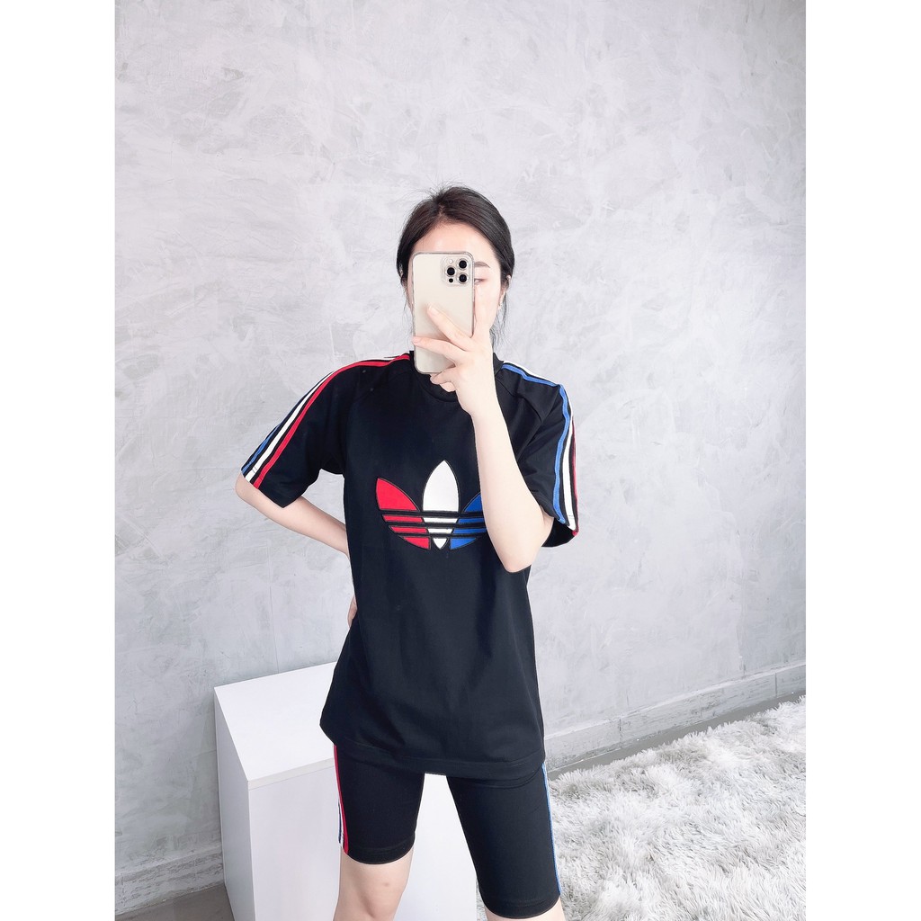 (HÀNG XUẤT XỊN) Áo das đen 3 sọc nhiều màu 1819 TRICOLOR TEE Made in Cambodia full tag code Size XS S M L