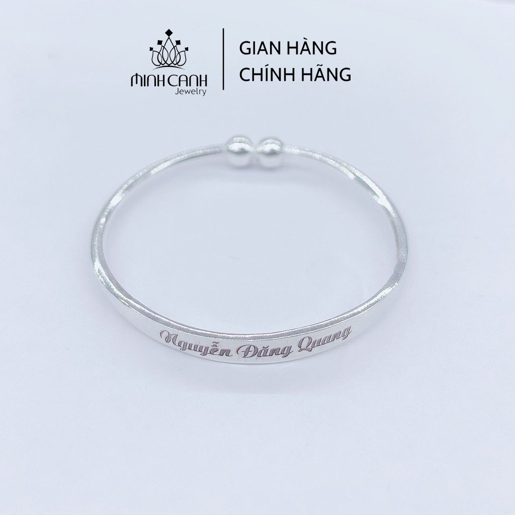 Kiềng Bạc Trơn Tròn 2 Đầu Khắc Tên Cho Bé - Minh Canh Jewelry