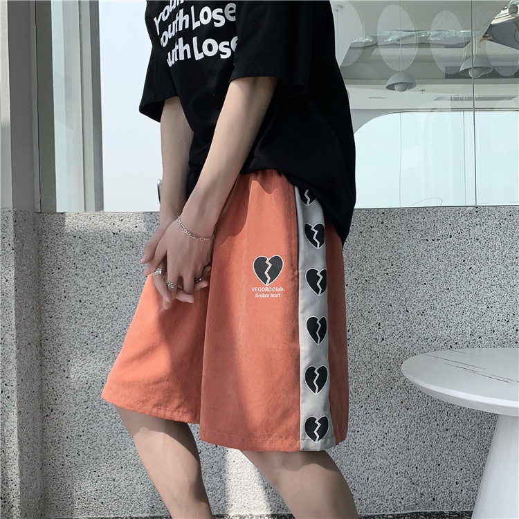 Quần Short Thể Thao Ống Thẳng Phối Màu Sắc Tương Phản Phong Cách Đường Phố Mỹ Cho Nam