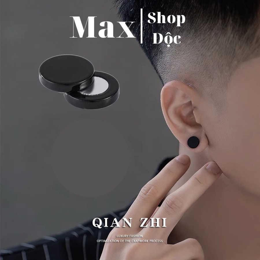 Khuyên Tai Nam Châm tròn IDOL basic GD, GIÁ 1 CHIẾC Bông Tai Nam Không Cần Bấm Lỗ Cực Chất Maxshopdoc