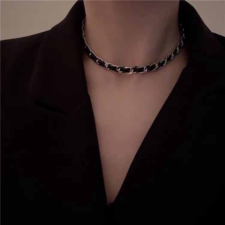 Vòng tay dây da phối kim loại đơn giản thời trang phong cách cổ điển