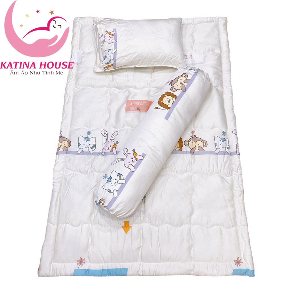 Gối nệm cho bé 80x120cm, trọn bộ có gối ôm, vải Tencel siêu mềm, thoáng mát, nhiều họa tiết đáng yêu, phù hợp bé 1-5t