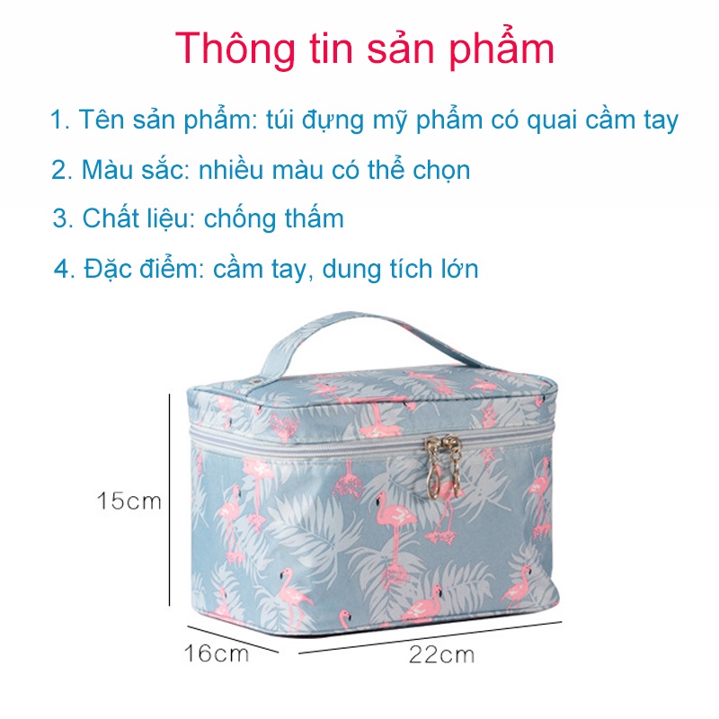 Túi Đựng Mỹ Phẩm cao cấp Đồ Trang Điểm Xách Tay Hình Hộp Họa Tiết Bắt Mắt 5 Màu Sử Dụng Bền Lâu Dơ 22*16*15cm