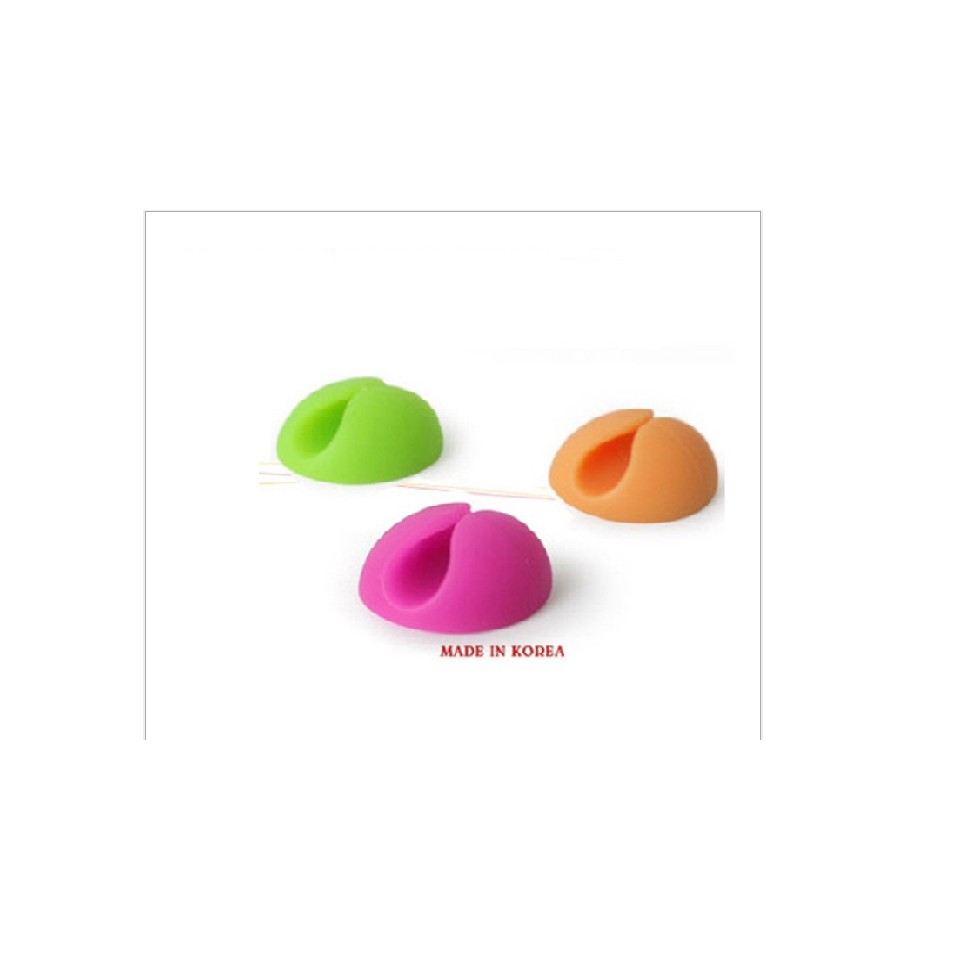 Set 3 Nút Kẹp giữ cố định dây cáp sạc Điện thoại Siêu dính bằng Silicone Chống xoắn rối dây hình Tròn