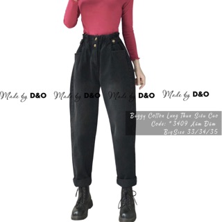 Quần Bò Lưng Thun Siêu Cao/Quần Baggy Jean Nam/Nữ - FORM TO DÀI Xám Đậm