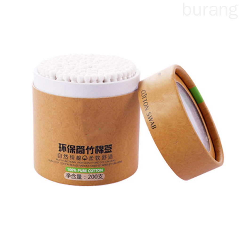 [Hàng mới về] Hộp 200 tăm bông cotton hai đầu thân gỗ tre tiện lợi