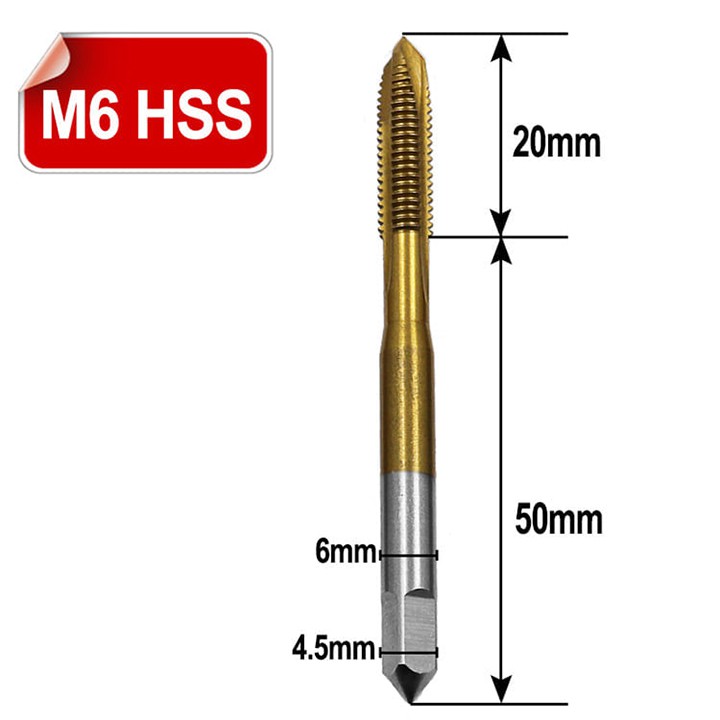 Mũi khoan taro ren ❤️FREESHIP❤️ Mũi taro ren trong M3-M8 phủ Titanium - mũi khoan tạo ren