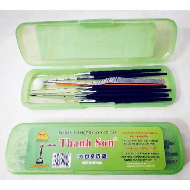 Bộ dụng cụ lấy ráy tai - móc ráy tai Thanh Sơn 8 món kèm hộp