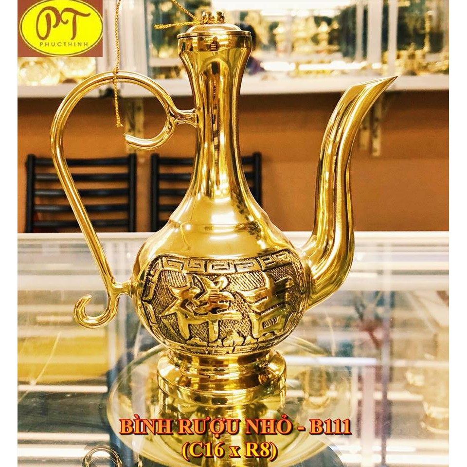 Bình rượu phú quý cát tường bằng đồng - nhỏ  và lớn