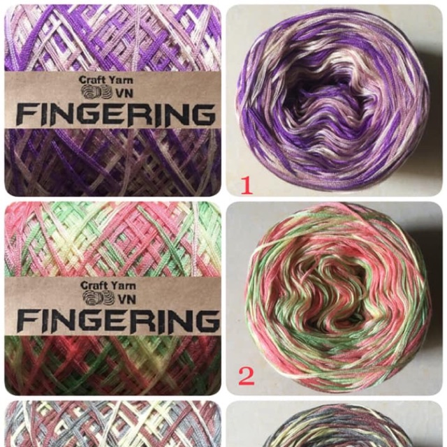 Sợi Cotton bóng chập 4 loang/ sợi fingering 4ply loang