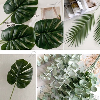 Lá dừa, monstera, bạch đàn giả decor chụp ảnh, lá cây trang trí nhà cửa