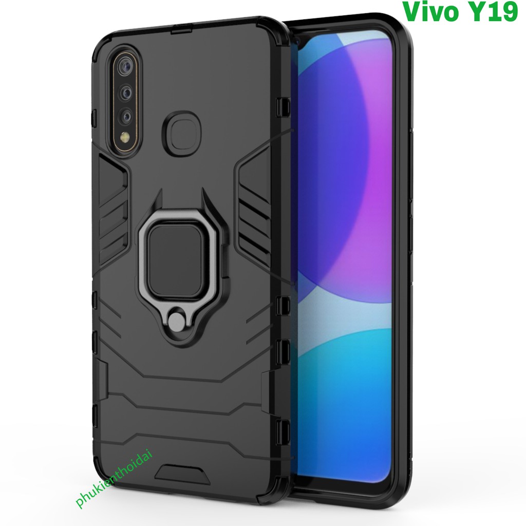 Ốp lưng Vivo Y19 Iron Man Iring chống sốc chống va đập mạnh giá đỡ xem phim