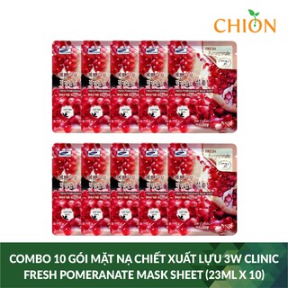 Combo 10 gói mặt nạ chiết xuất lựu 3w clinic fresh pomeranate mask sheet - hàn quốc chính hãng