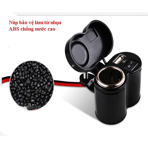Củ Sạc Xe Máy Gắn Bình Ắc Quy Có Công Tắc Không Lo Hết Pin