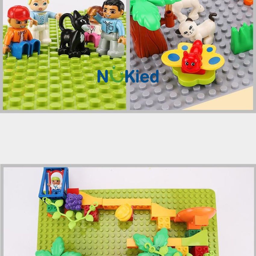 Đế gắn tường lego, tấm đế lót base dài 51x25.5cm, hạt lớn cho bé từ 2 tuổi trở lên, tương thích duplo Nukiedvn