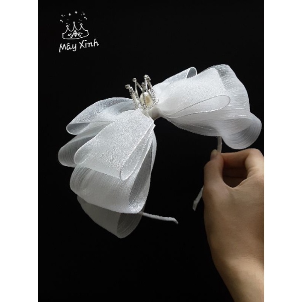 Cài tóc vương miệng trắng bản to cho bé