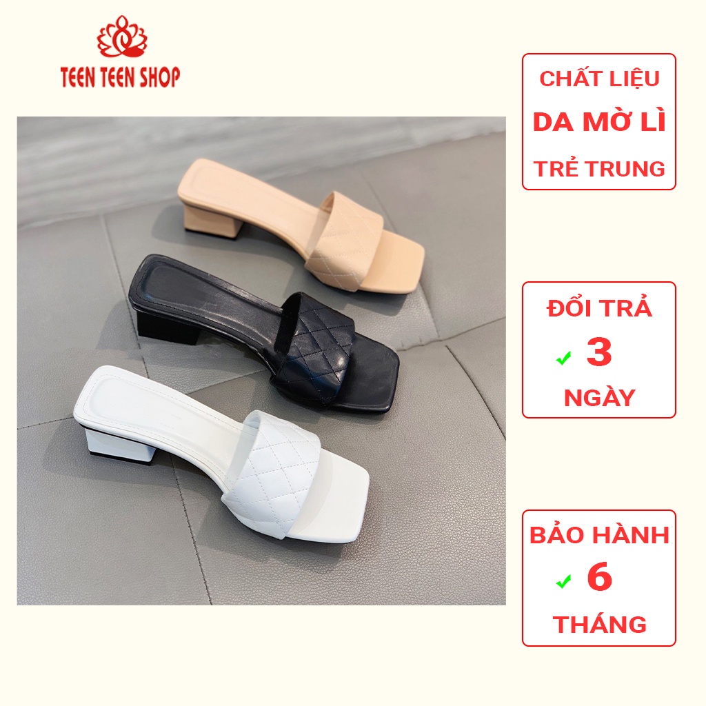 Guốc cao gót nữ 3 phân bền đẹp, dép nữ cao 3 phân quai dập vân quả chám , Teen Teen Shop - SD009