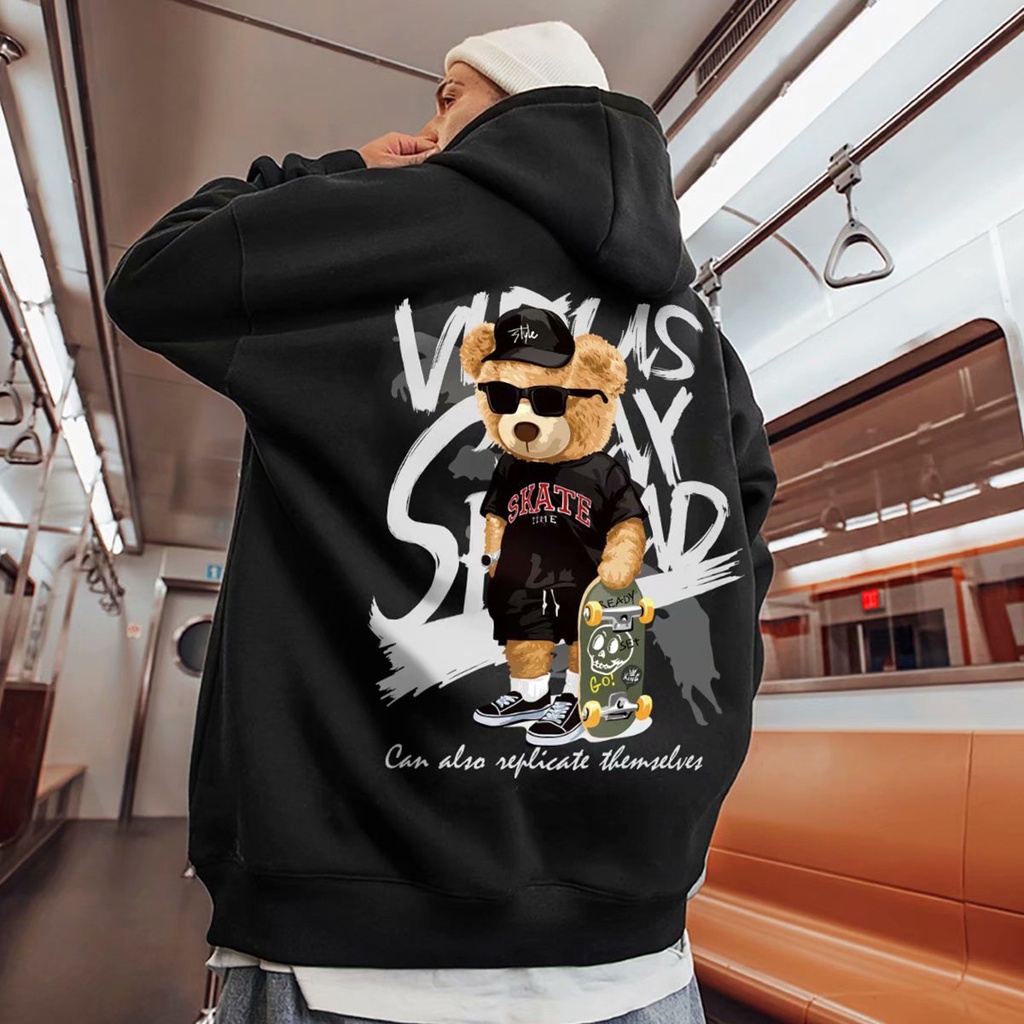 [ Mã 12FASHIONSALE1 giảm 10K đơn 50K ] Áo Hoodie Dáng Rộng In Hình Gấu Thời Trang Hip Hop Cá Tính Cho Nam (M-8Xl) | BigBuy360 - bigbuy360.vn