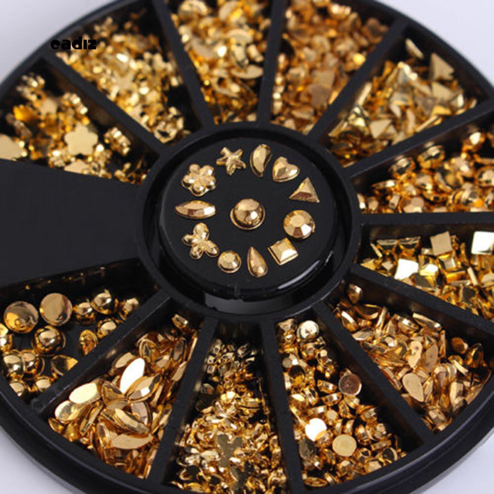 Hộp 12 ngăn đựng vật liệu kim sa lấp lánh dùng trang trí móng tay 3D xinh xắn