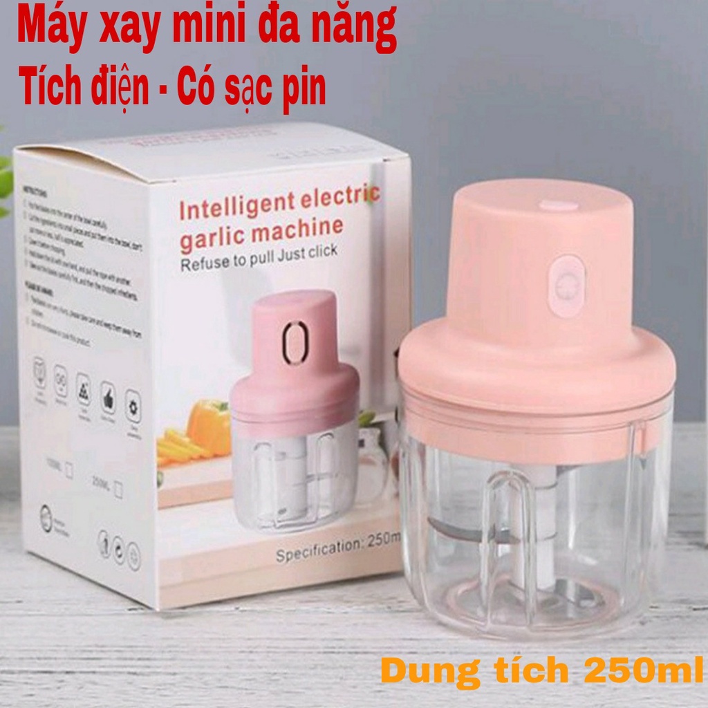 [HCM - GIÁ TỐT] l Máy Xay Tỏi Ớt Mini Cầm Tay Cổng Sạc Usb - Máy XayĐa Năng Thể Tích 250ml