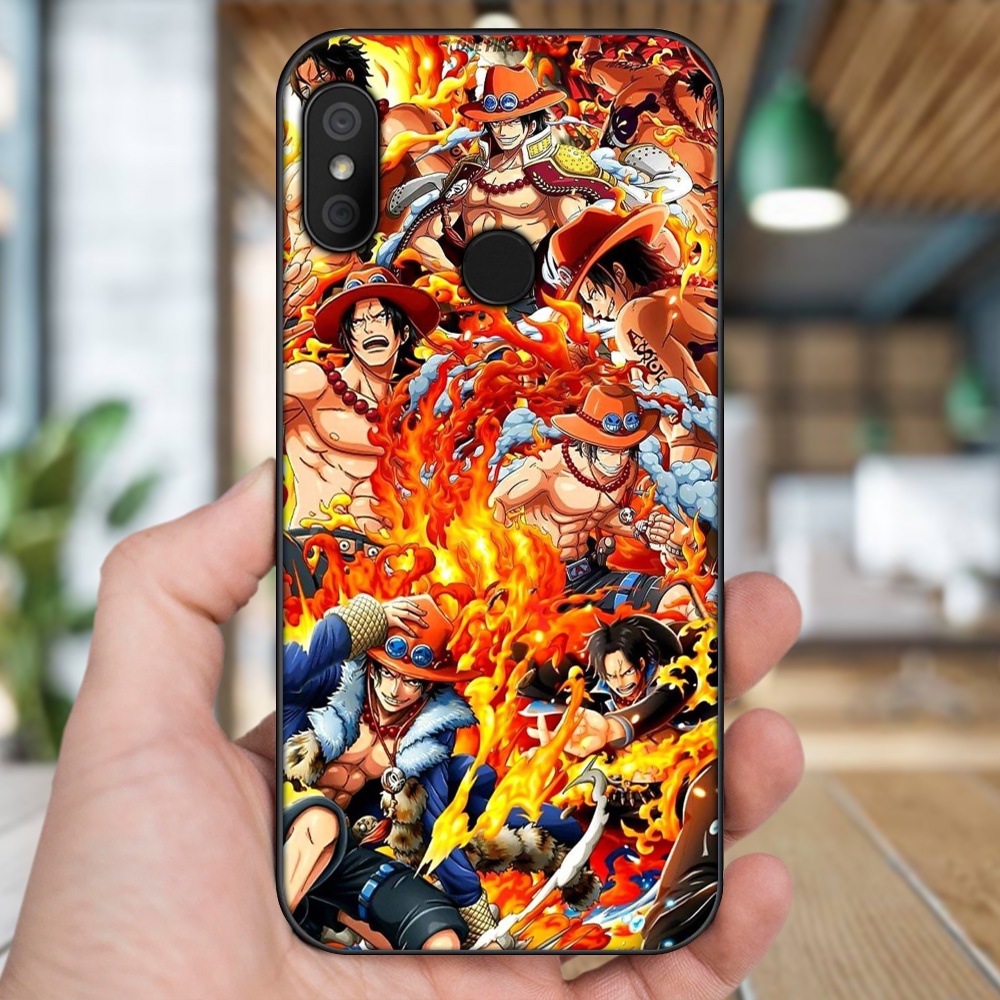 Ốp lưng Xiaomi Redmi 6 Pro, Mi A2 Lite viền đen in hình Ace One Piece