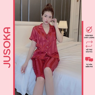 Ảnh chụp Đồ Bộ Nữ Bộ Lụa Ngủ Pijama Mặc Nhà Quần Lửng Dễ Thương JUSOKA tại Hà Nội