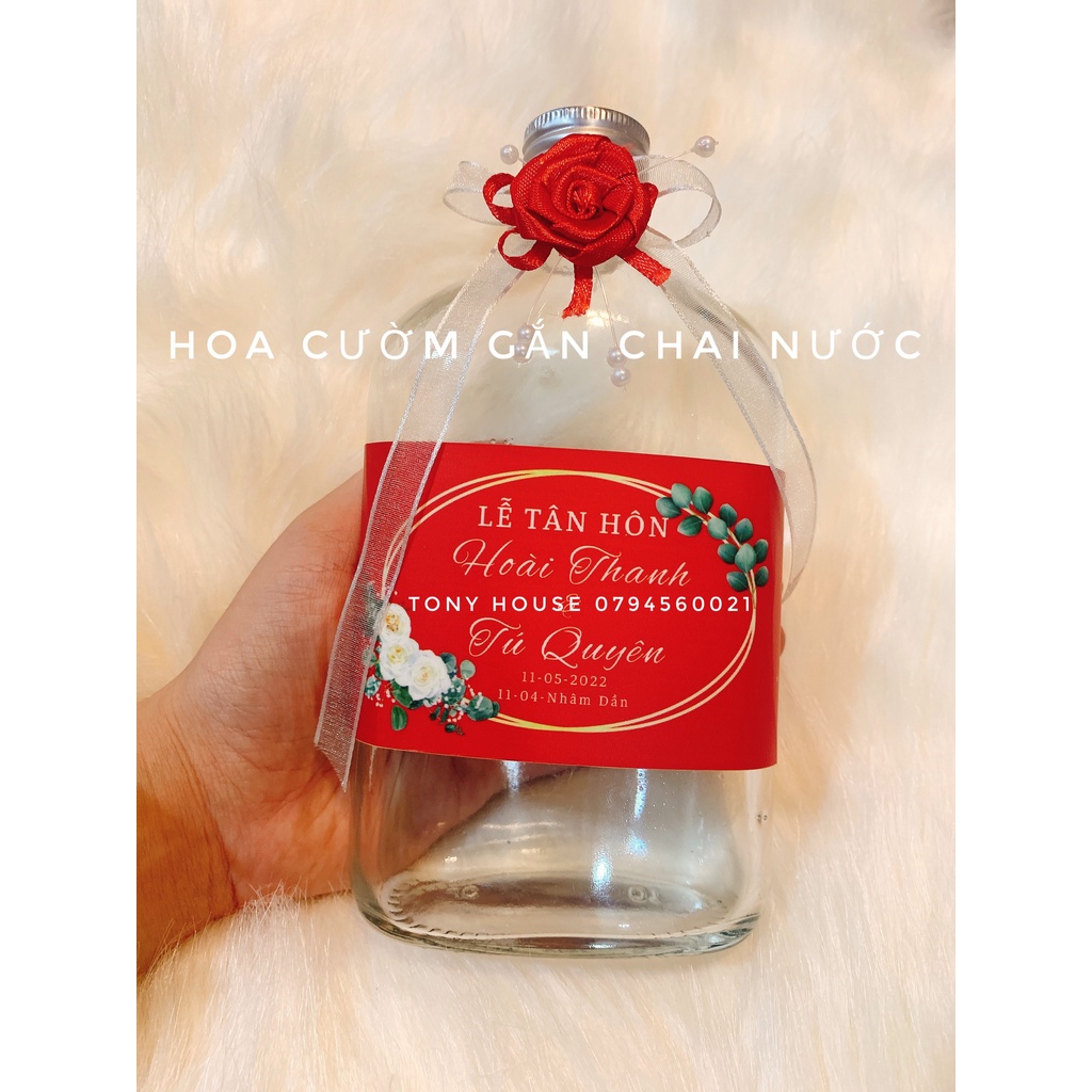 Decal Tem chai nước suối - trang trí tiệc cưới - Tony House