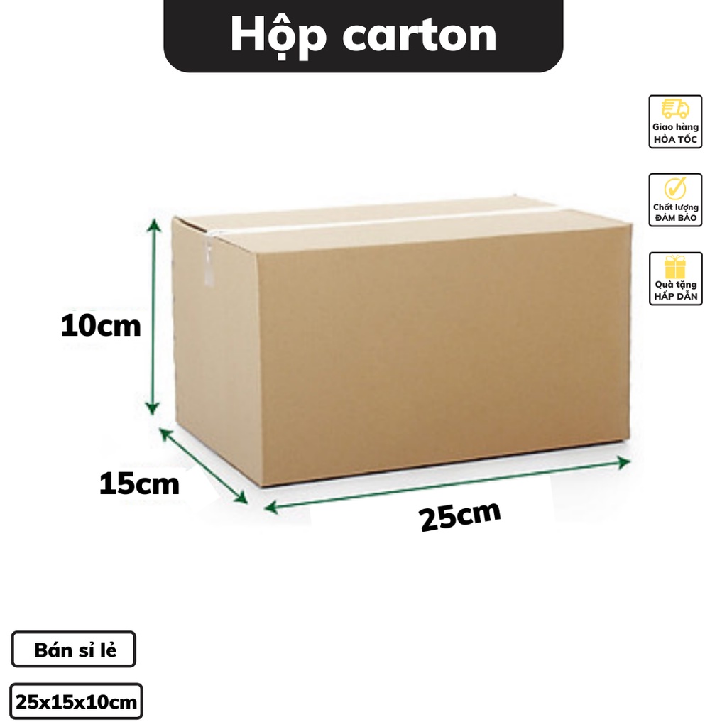 Thùng carton 25 x 15 x 10 cm đóng hàng cỡ lớn thiết kế bìa dày 3 lớp dày dặn chắc chắn nhiều kích cỡ có bán sỉ lẻ