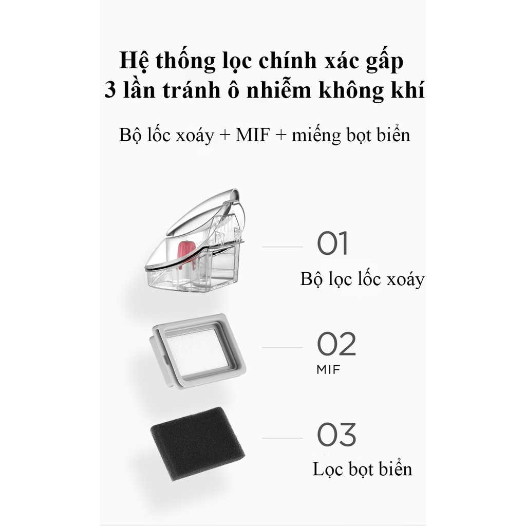 Máy hút bụi diệt khuẩn giường nệm Midea VM1711 khử trùng làm sạch bằng tia UV, hút sạch ve bụi, tóc