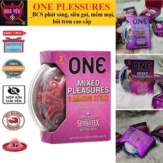 Bao Cao Su ONE Mixed Pleasures - Cảm Xúc Thẳng Hoa Thương Hiệu Từ Mỹ  (Hộp 3 Cái)