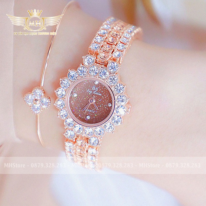 Đồng hồ nữ dây thép BS Bee Sister - Viền đính đá nhỏ nhắn xinh xắn, phong cách Hàn Quốc [Tặng hoa tai] | BigBuy360 - bigbuy360.vn