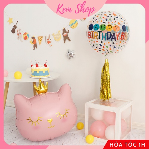 Bóng hình mặt mèo vương miện đáng yêu dễ thương size đại - K211