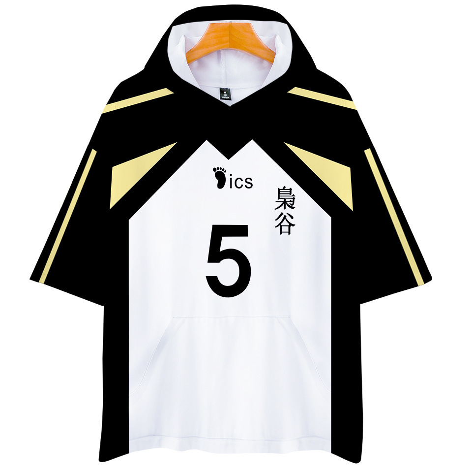 Áo Khoác Hoodie Tay Ngắn In Hình Haikyuu Plus size Cho Học Sinh Trung Học