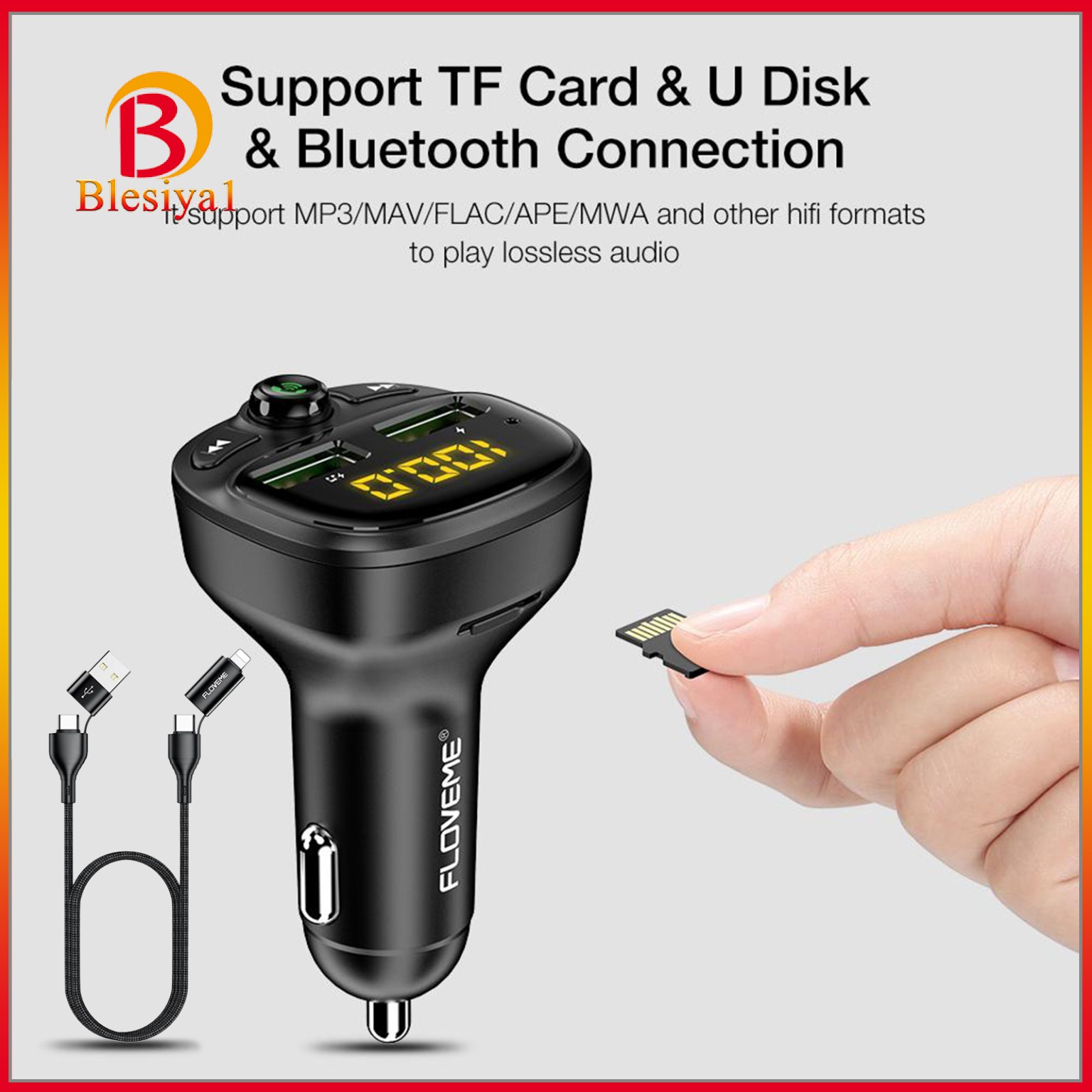 Củ Sạc Trên Ô Tô Kết Nối Bluetooth V5.0 Fm