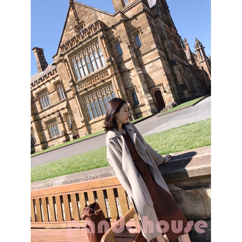 Women Dress Round Collar Knit Dress Autumn Slim Long Sleeve Mid-length Casual Sweater Belt Dress Wool Clothing | BigBuy360 - bigbuy360.vn