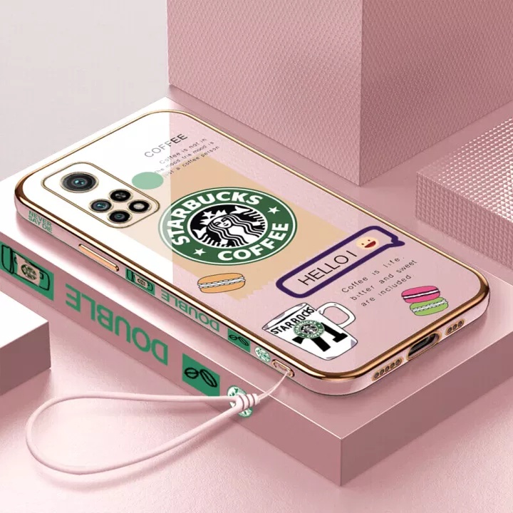 STARBUCKS Ốp Điện Thoại Hình Vuông Mạ Chrome Sang Trọng Cho Xiaomi 9T 9TRO Xiaomi10T 10TPRO K40 POCO F3 K50 K50PRO