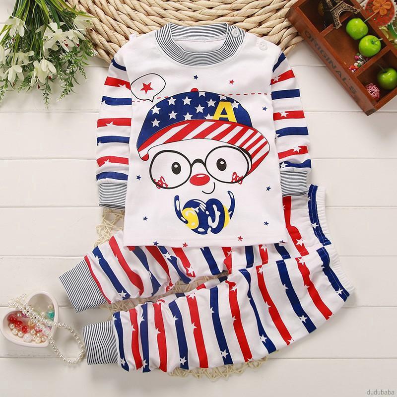 Set đồ ngủ dài in họa tiết hoạt hình dễ thương cho bé