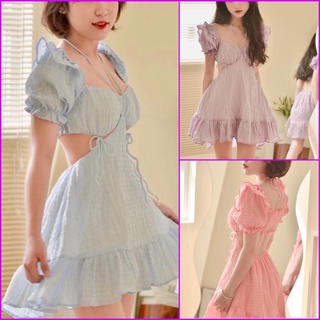 Set đầm đom đóm công chúa form ngắn gồm áo bèo nhún + đầm ngắn dễ thương