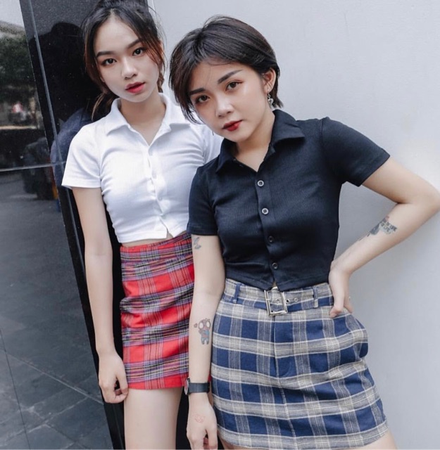 Usthebasic - Áo Croptop nữ cổ polo UTB Basic Polo Croptop