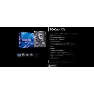 Mainboard ASROCK B660M-HDV (Intel B660, Socket 1700, M-ATX, 2 khe RAM DDR4)