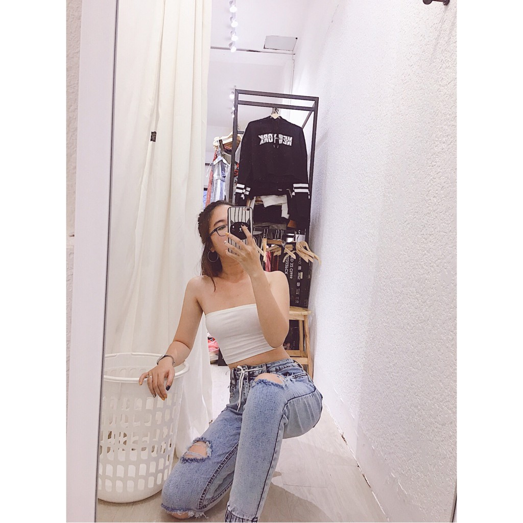 Áo ống, áo quây trơn đan dây sexy thun co dãn 4 chiều
