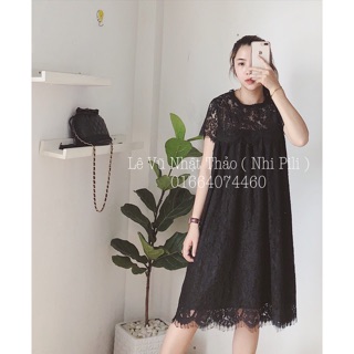 Đầm ren đen dáng suông