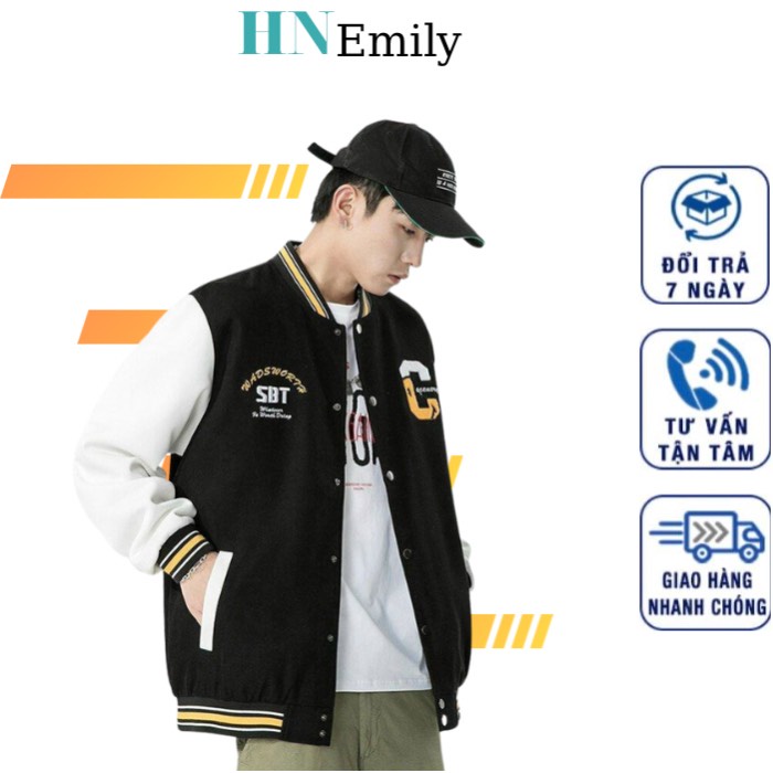 Áo khoác nỉ bomber nam nữ , kiểu dáng bóng chày cực đẹp thời trang emily