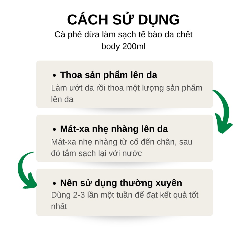 Tẩy da chết body cà phê dừa CONA 200ml giúp da đều màu rạng rỡ làm thông thoáng lỗ chân lông